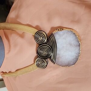 Large stone necklace and earrings